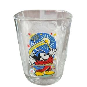 Disney Sorcerer Mickey Glass Tumbler with Blue and Red Accents  2000